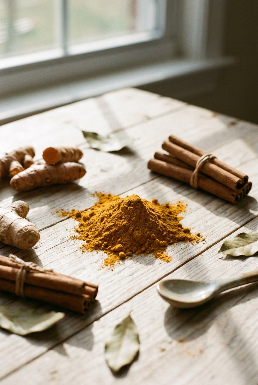 Radice e polvere di curcuma per il benessere delle articolazioni