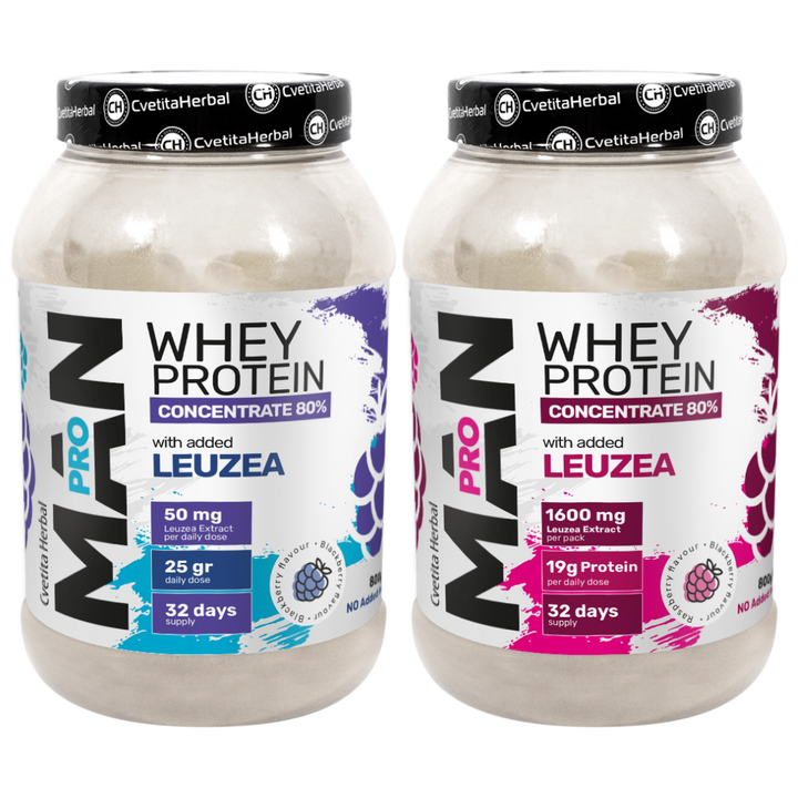 Proteina del Siero del Latte con Leuzea ed Enzimi di Papaya - MAN PRO WHEY CONCENTRATE (800 gr)