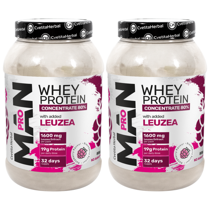 Proteina del Siero del Latte con Leuzea ed Enzimi di Papaya - MAN PRO WHEY CONCENTRATE (800 gr)