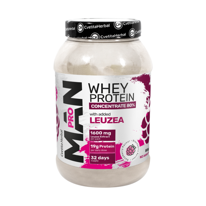 Proteina del Siero del Latte con Leuzea ed Enzimi di Papaya - MAN PRO WHEY CONCENTRATE (800 gr)