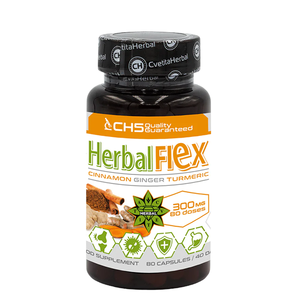 Curcuma, Zenzero, Cannella di Ceylon - Herbal Flex (80 capsule x 300mg) - Herbal Flex