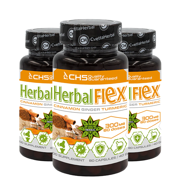 Curcuma, Zenzero, Cannella di Ceylon - Herbal Flex (80 capsule x 300mg) - Herbal Flex