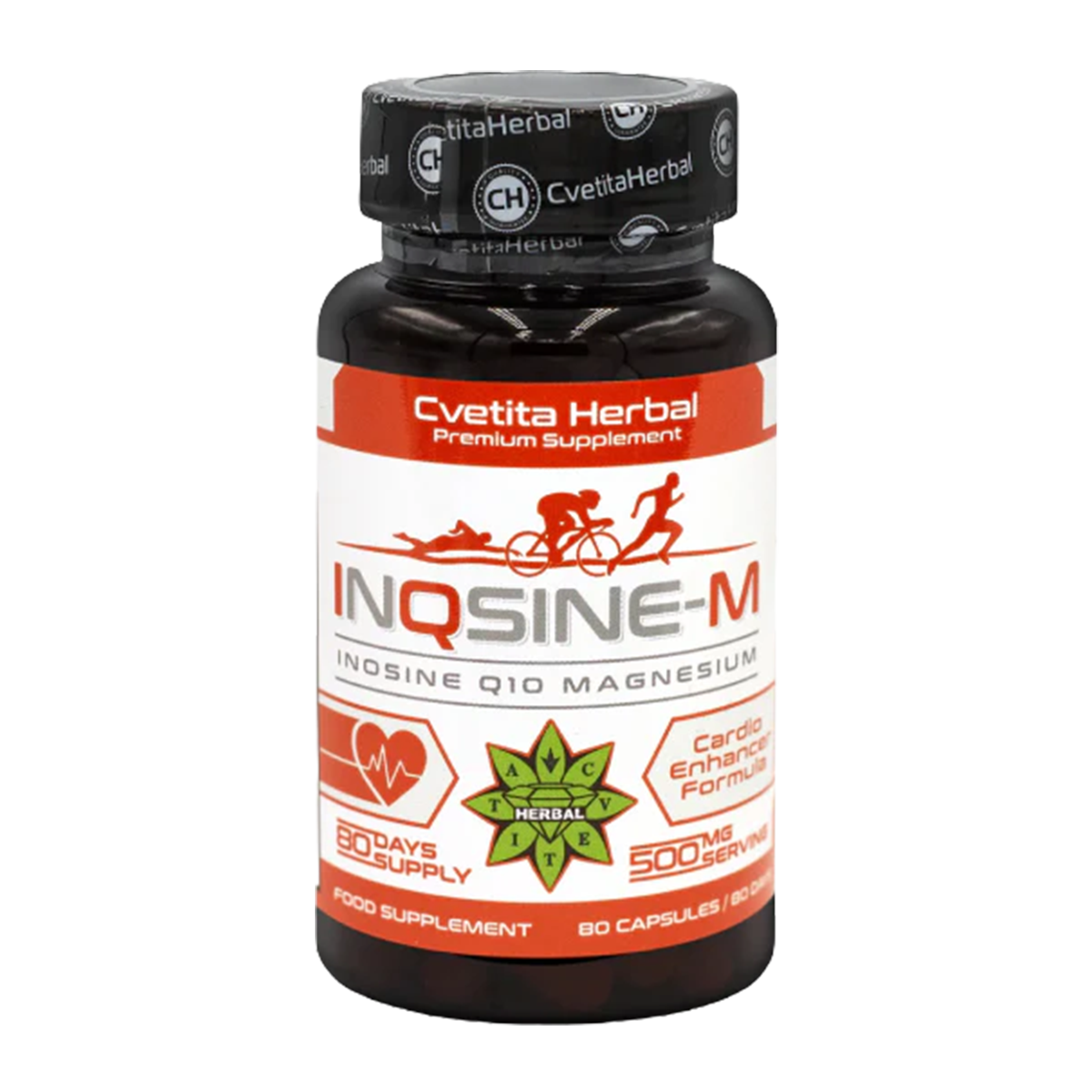 Inosina, Coenzima Q10, Magnesio - Vegetariano (80 capsule x 500 mg)
