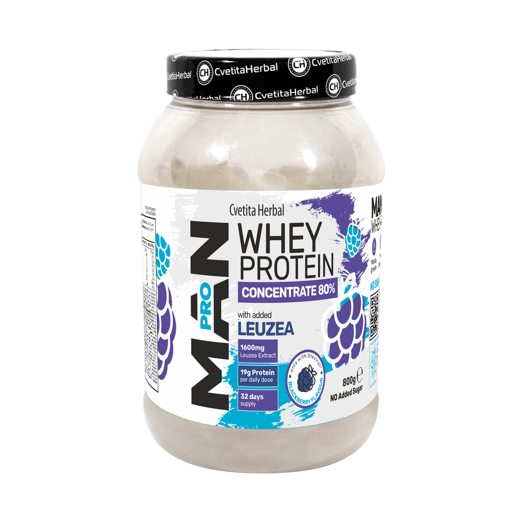 Proteina del Siero del Latte con Leuzea ed Enzimi di Papaya - MAN PRO WHEY CONCENTRATE (800 gr)