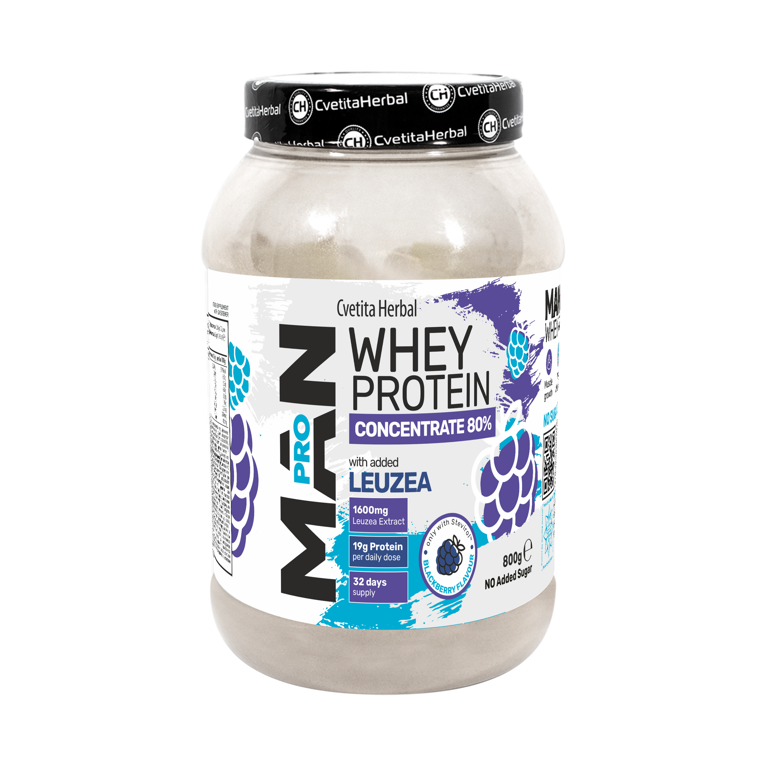 Proteina del Siero del Latte con Leuzea ed Enzimi di Papaya - MAN PRO WHEY CONCENTRATE (800 gr)