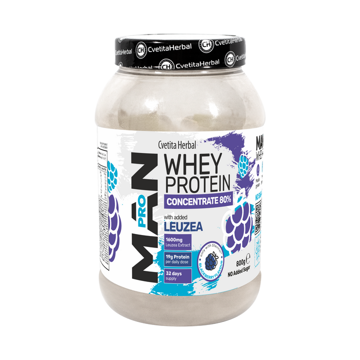 Proteina del Siero del Latte con Leuzea ed Enzimi di Papaya - MAN PRO WHEY CONCENTRATE (800 gr)