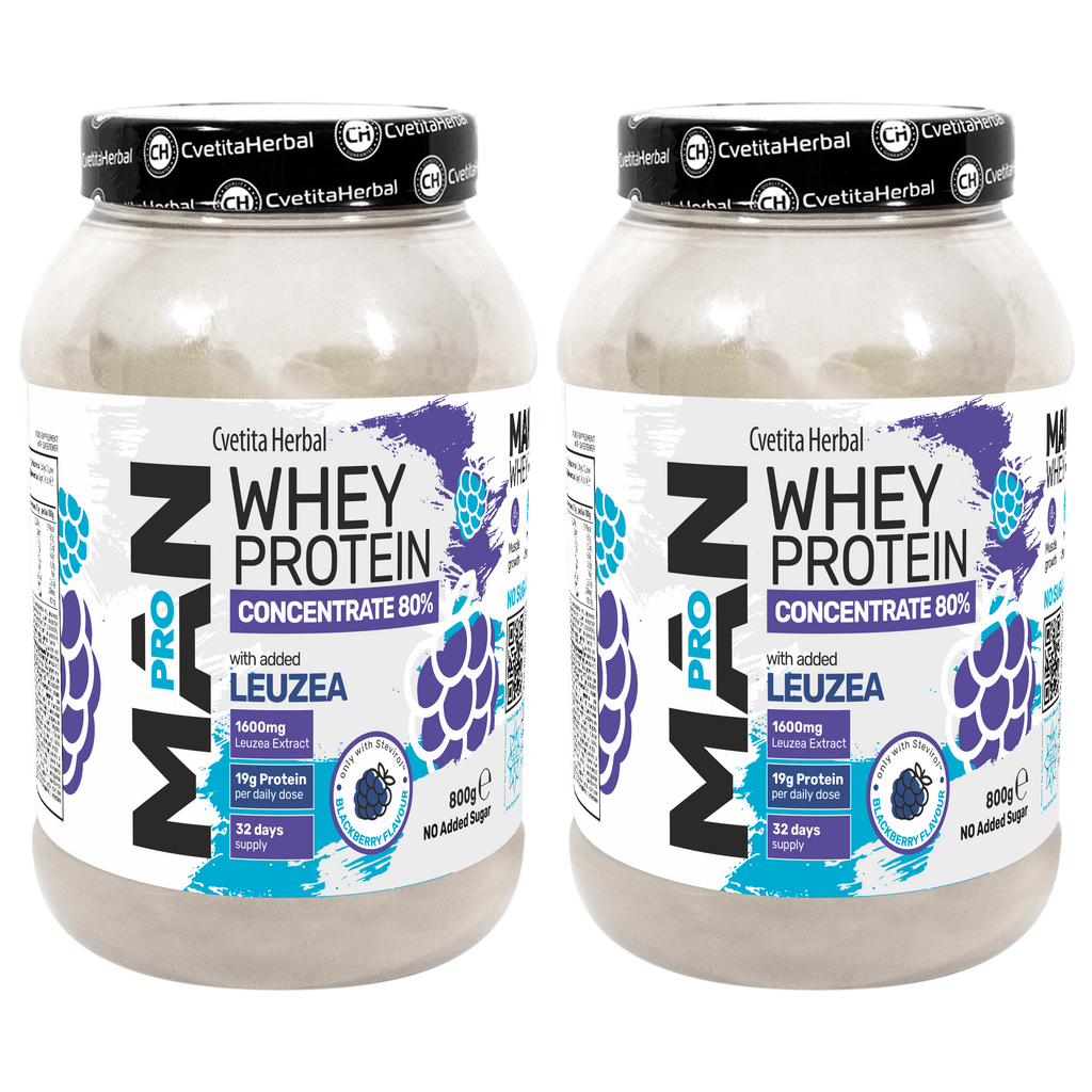 Proteina del Siero del Latte con Leuzea ed Enzimi di Papaya - MAN PRO WHEY CONCENTRATE (800 gr)