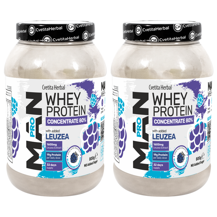 Proteina del Siero del Latte con Leuzea ed Enzimi di Papaya - MAN PRO WHEY CONCENTRATE (800 gr)