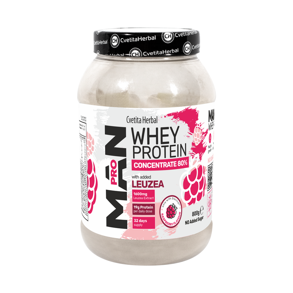 Proteina del Siero del Latte con Leuzea ed Enzimi di Papaya - MAN PRO WHEY CONCENTRATE (800 gr)
