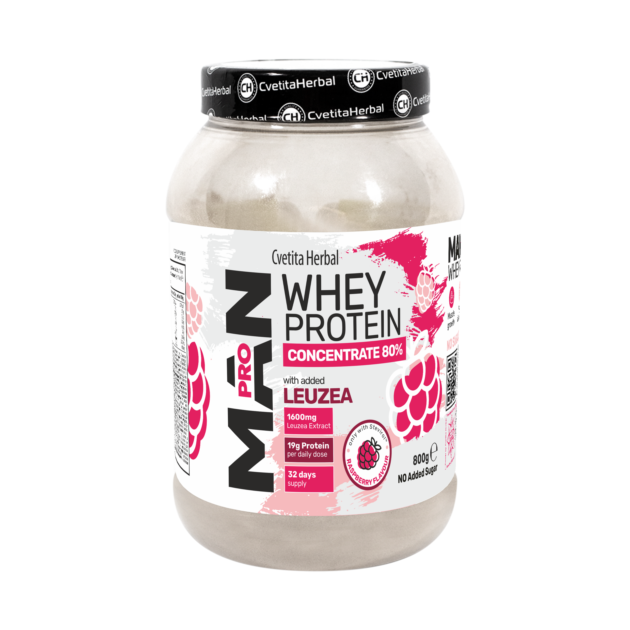 Proteina del Siero del Latte con Leuzea ed Enzimi di Papaya - MAN PRO WHEY CONCENTRATE (800 gr)