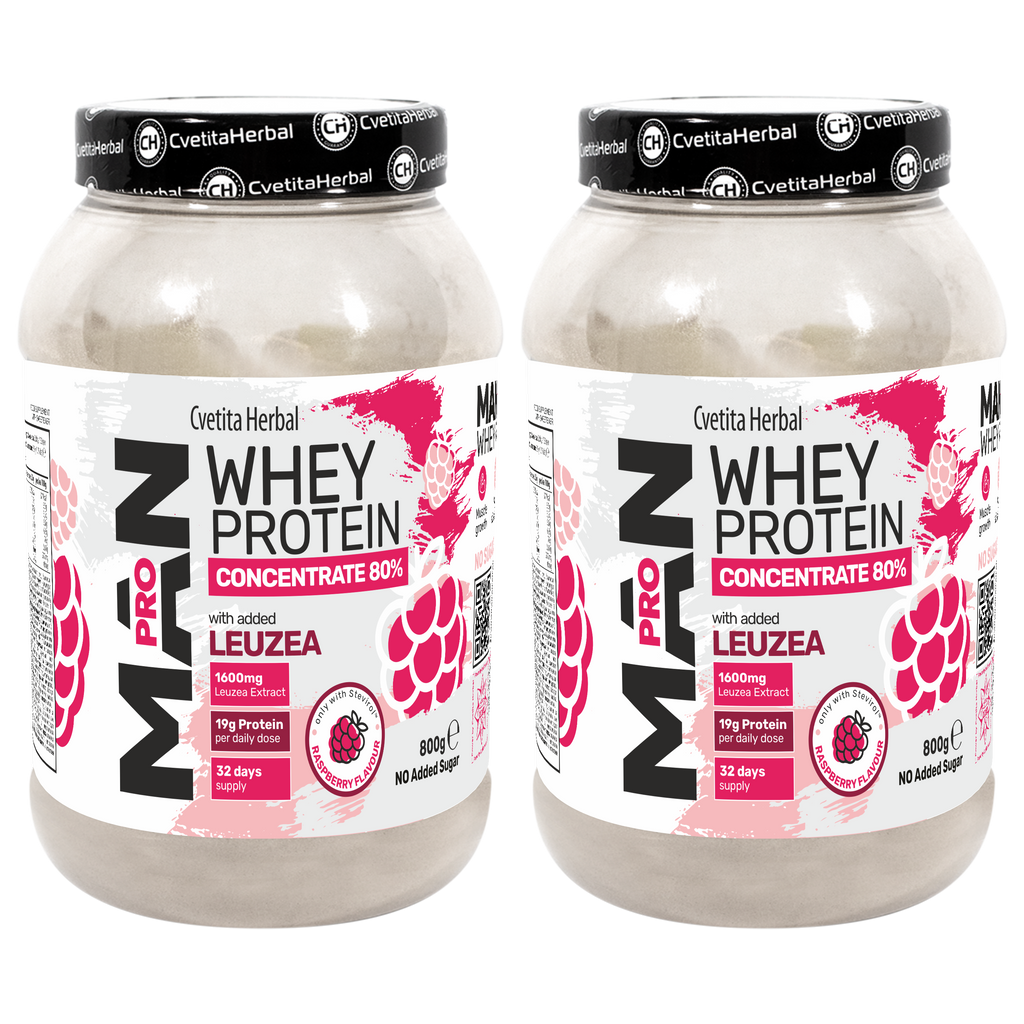 Proteina del Siero del Latte con Leuzea ed Enzimi di Papaya - MAN PRO WHEY CONCENTRATE (800 gr)
