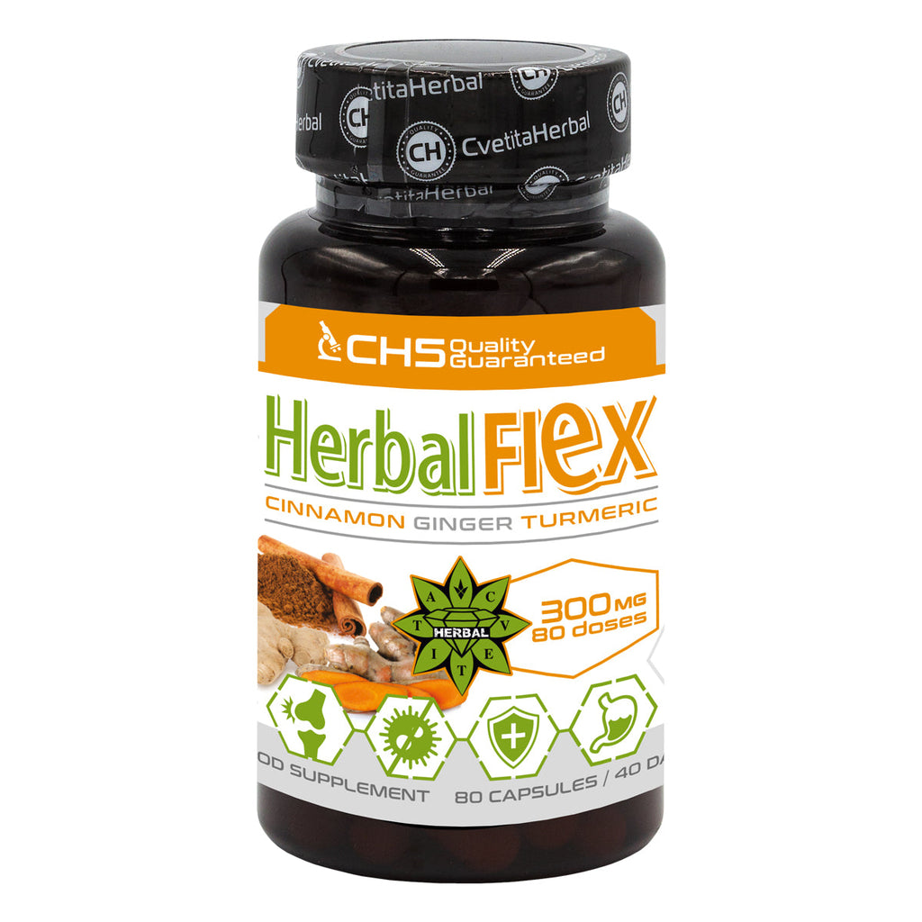 Curcuma, Zenzero, Cannella di Ceylon - Herbal Flex (80 capsule x 300mg) - Herbal Flex