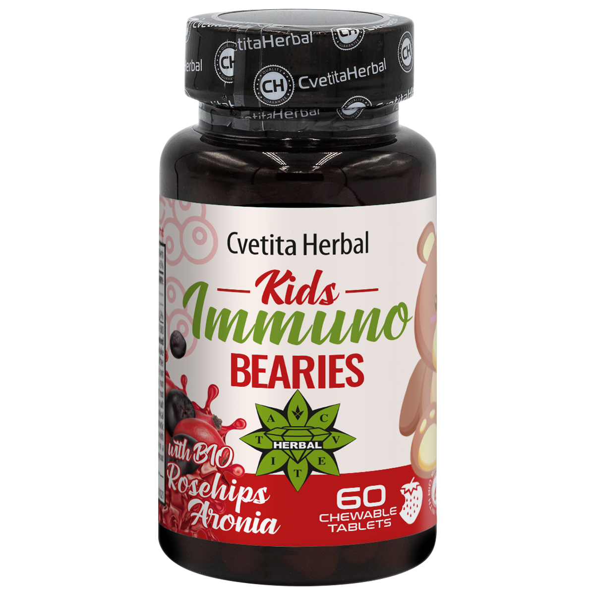 Stimolante Immunitario per Bambini "Rosa Canina e Aronia" - Kids Immuno Bearies (60 compresse)
