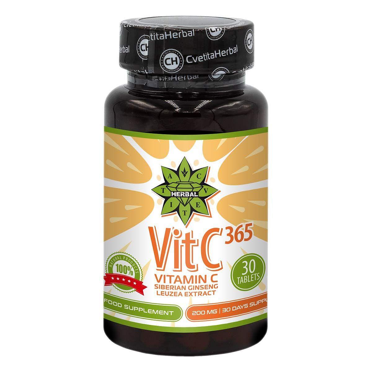 Vitamina C 365 + Ginseng Siberiano e Leuzea (30 compresse)